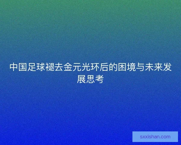 中国足球褪去金元光环后的困境与未来发展思考