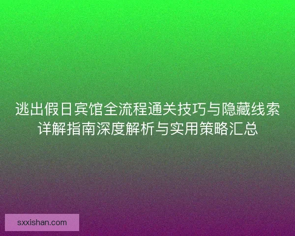 逃出假日宾馆全流程通关技巧与隐藏线索详解指南深度解析与实用策略汇总