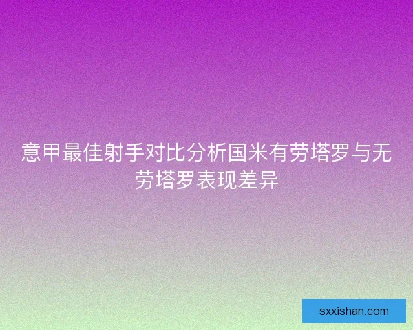 意甲最佳射手对比分析国米有劳塔罗与无劳塔罗表现差异