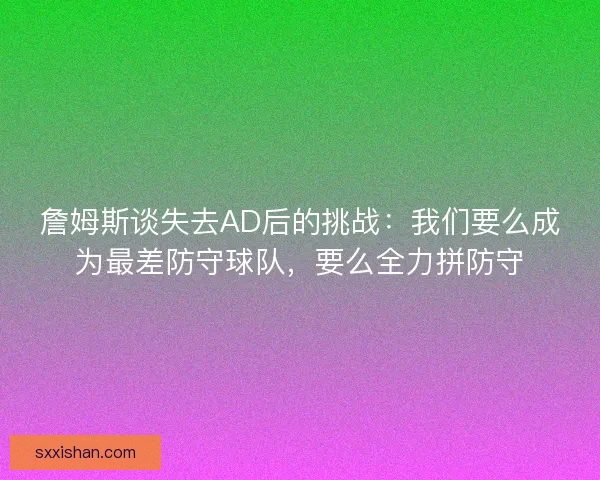 詹姆斯谈失去AD后的挑战：我们要么成为最差防守球队，要么全力拼防守